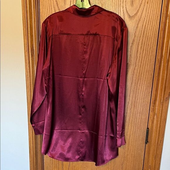 NWT Chico's Anna Lee (Large/12) Cranberry Red Blouse Button Up Silky Splendor - Picture 7 of 9